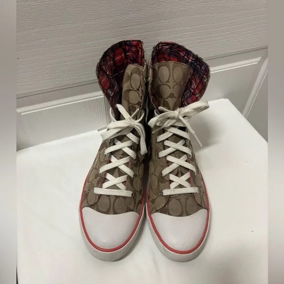 Coach Women Ankle Sneakers Signature Pattern Shoes Size 10 - Picture 3 of 16